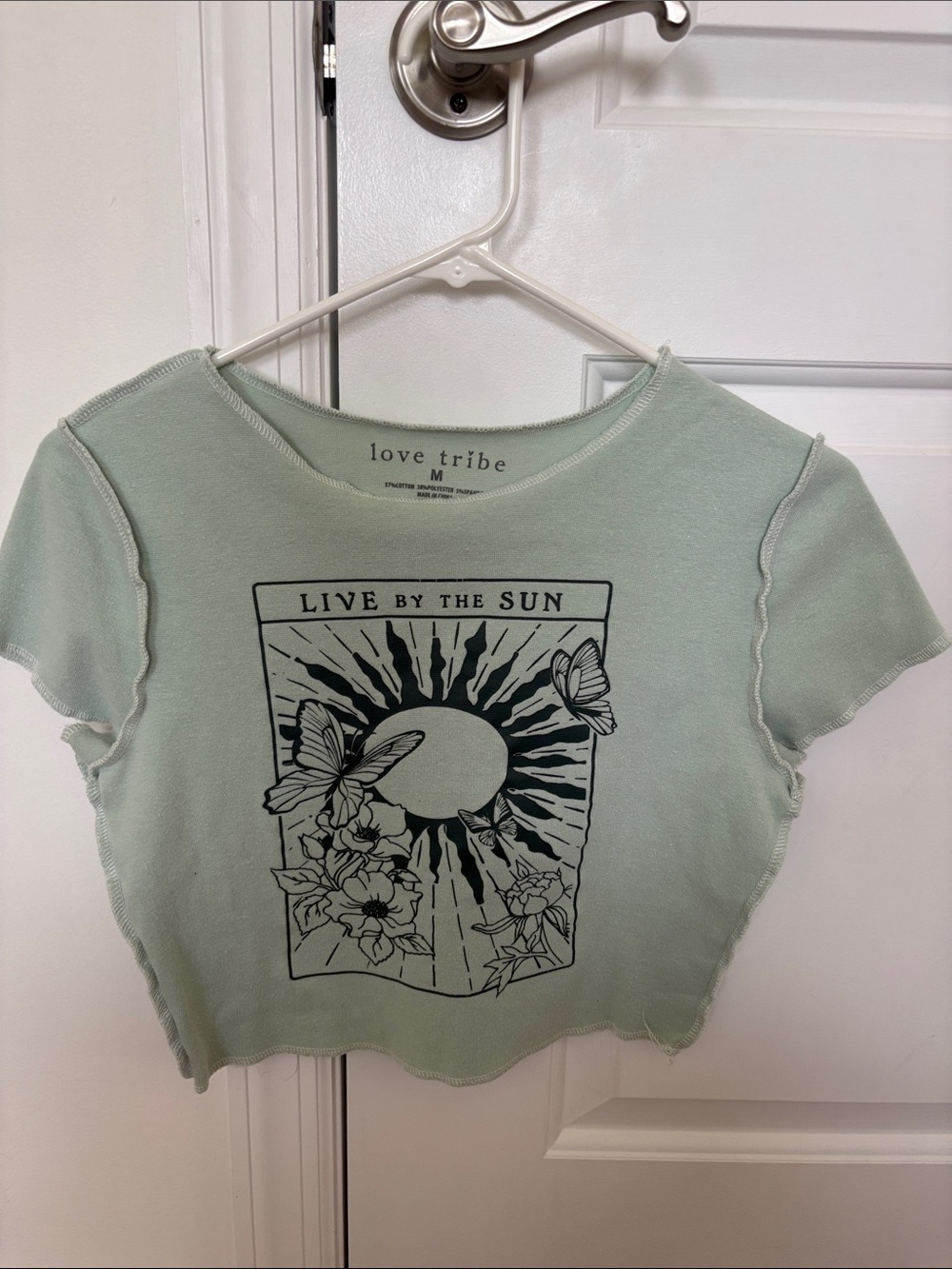 Love Tribe Mint Green 'Live by the Sun' Graphic Crop Top